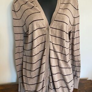 Preswick & Moore Tan and Brown Striped Cardigan
